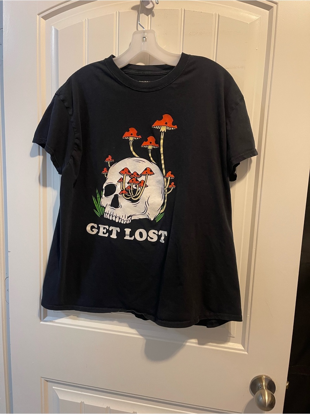 Black Brisco Brands Graphic 'Get Lost' Skull & Mushroom Tee Emo Whimsygoth Goth